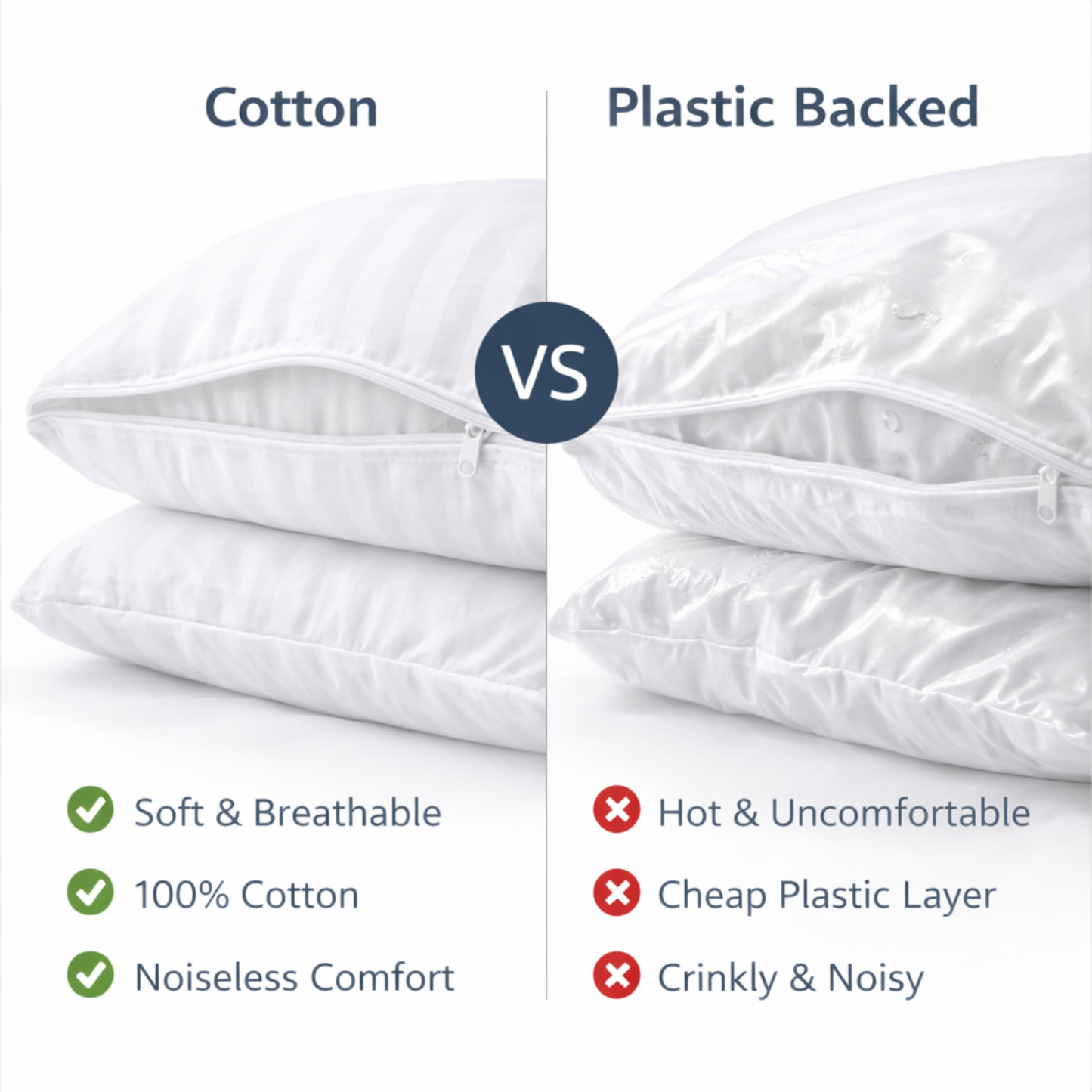 100% Cotton Zippered Pillow Protector