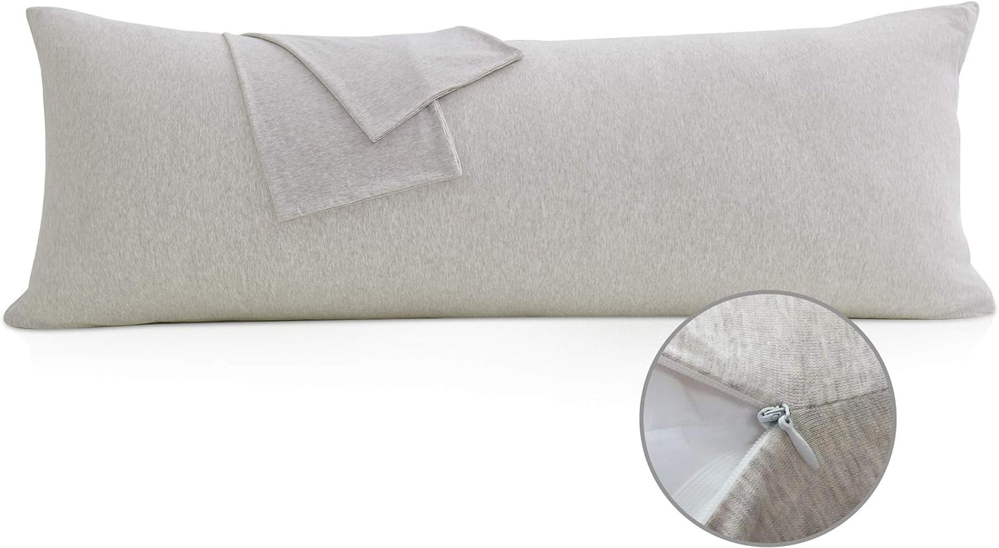Zen Dream Bamboo Body Pillow Protector with Zipper – Gray – Sizes 20x54, 20x60, 20x72
