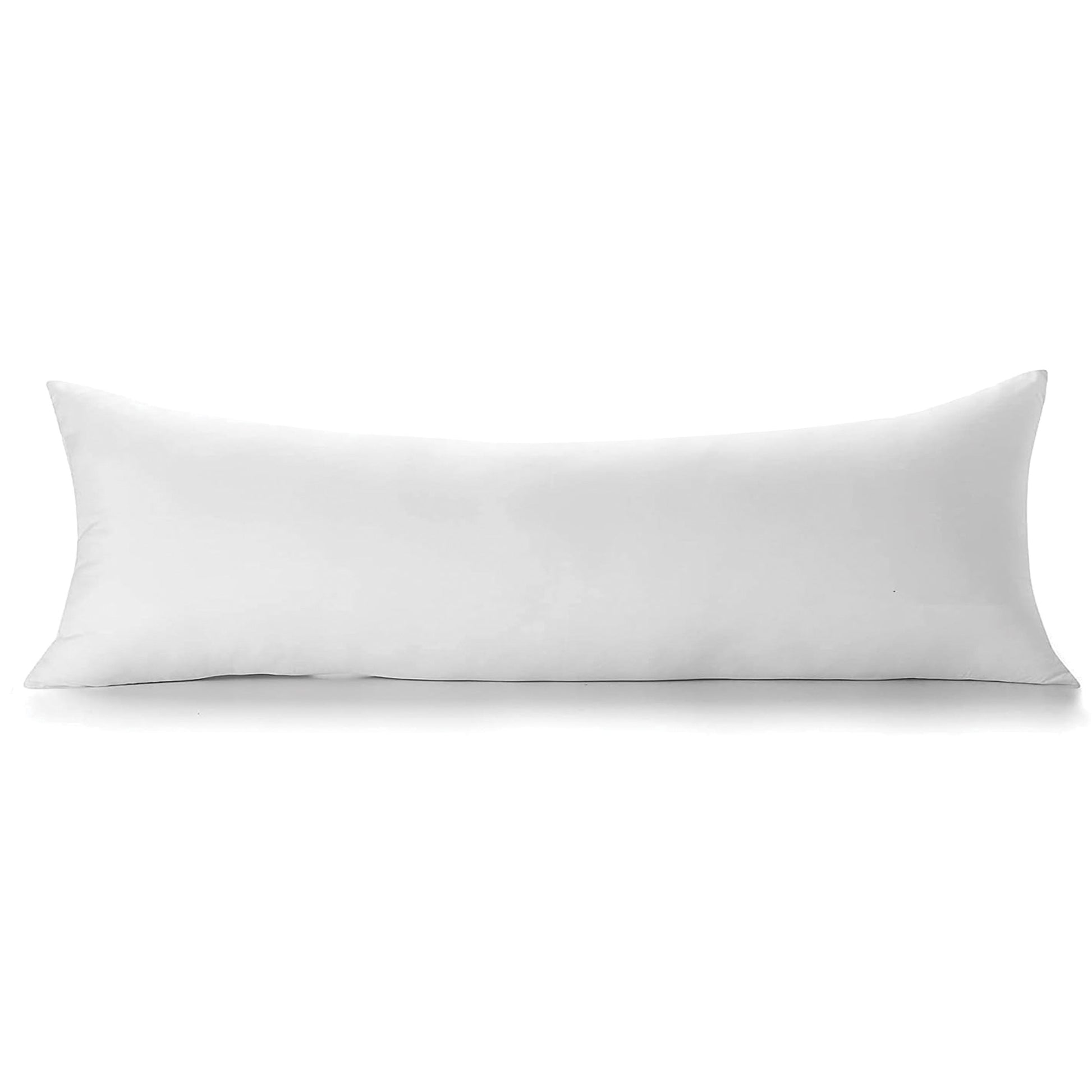 A white body pillow filled with 100% goose down, boasting a plush 600 fill power for ultimate softness and comfort during sleep.