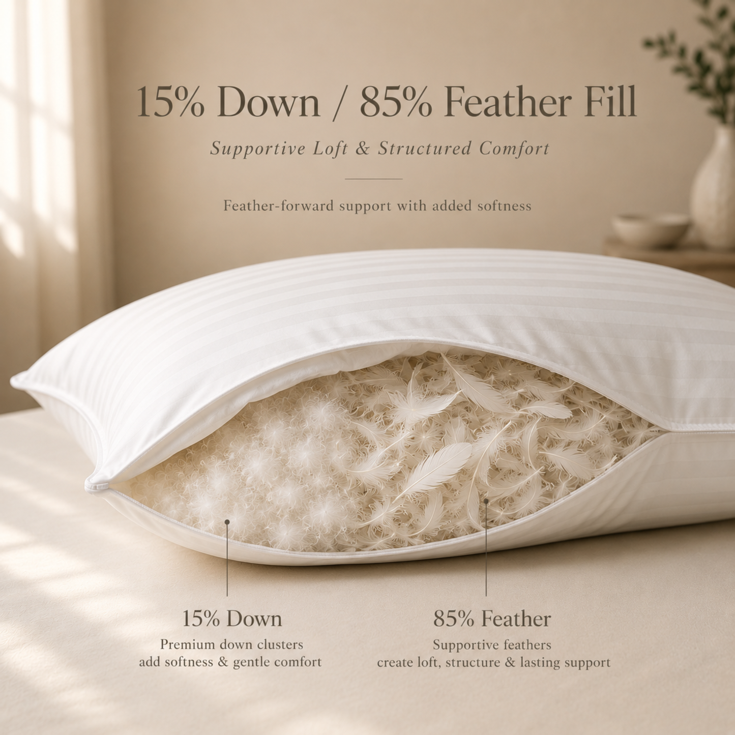 Cozy Dream 15/85 Goose Down & Feather Medium Support Pillow