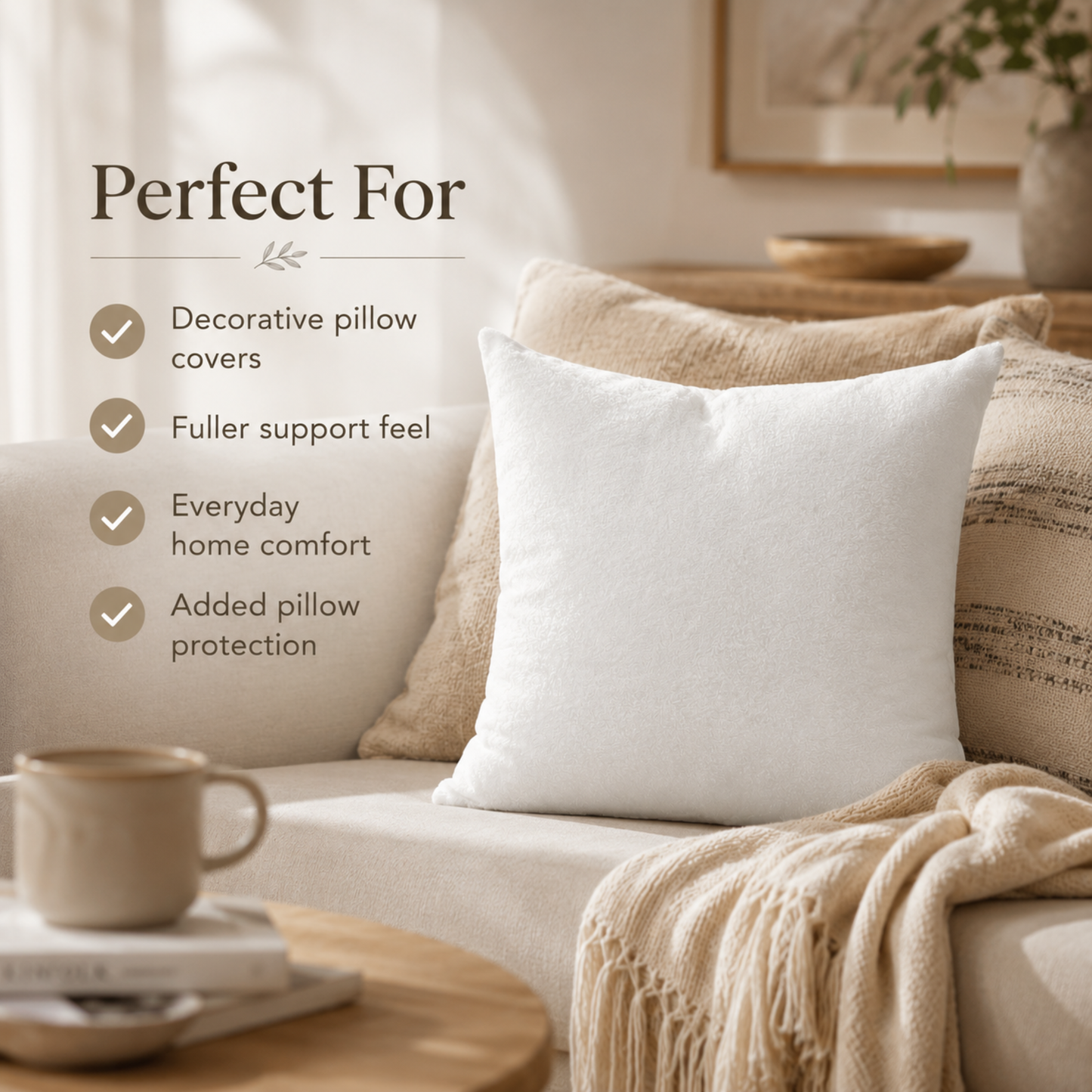 Down Alternative Throw Pillow Insert with Protective Cover