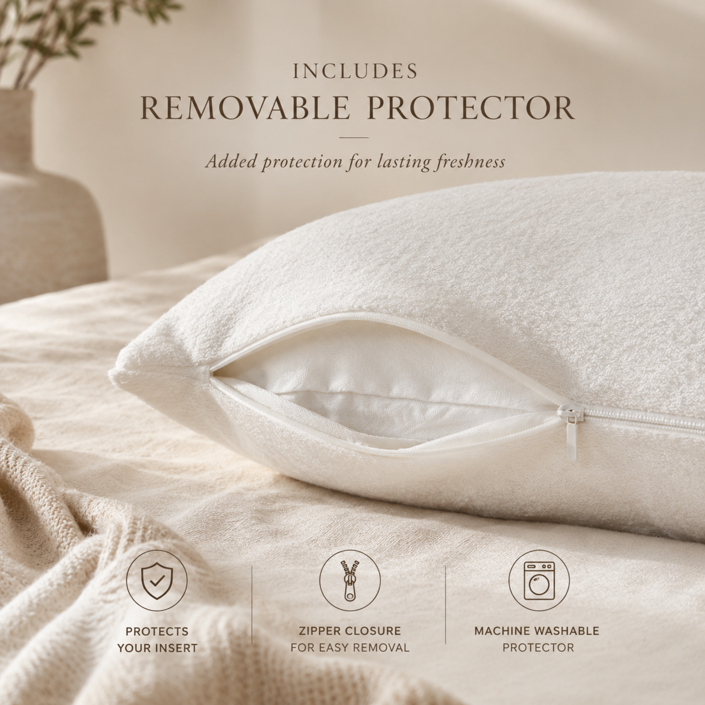 Down Alternative Throw Pillow Insert with Protective Cover