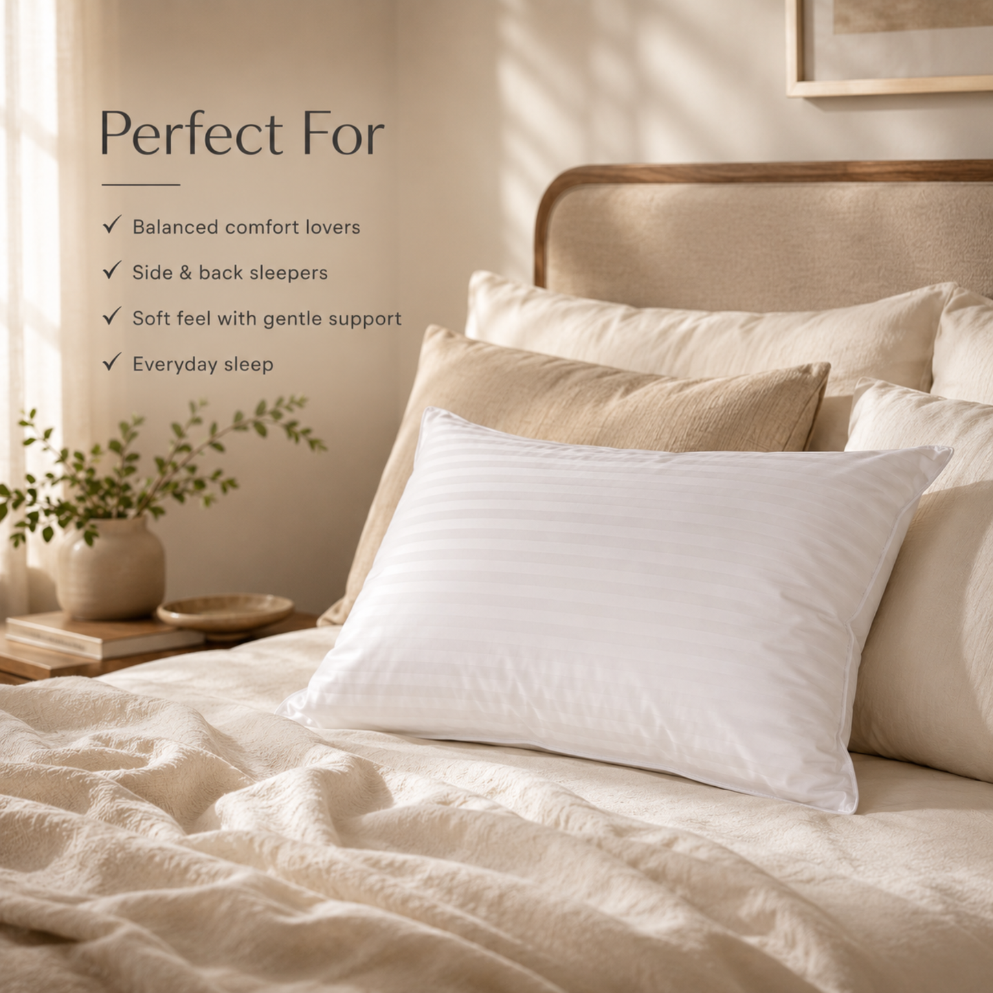 Balanced Dream 50/50 Goose Down & Feather Medium Firm Bed Pillow