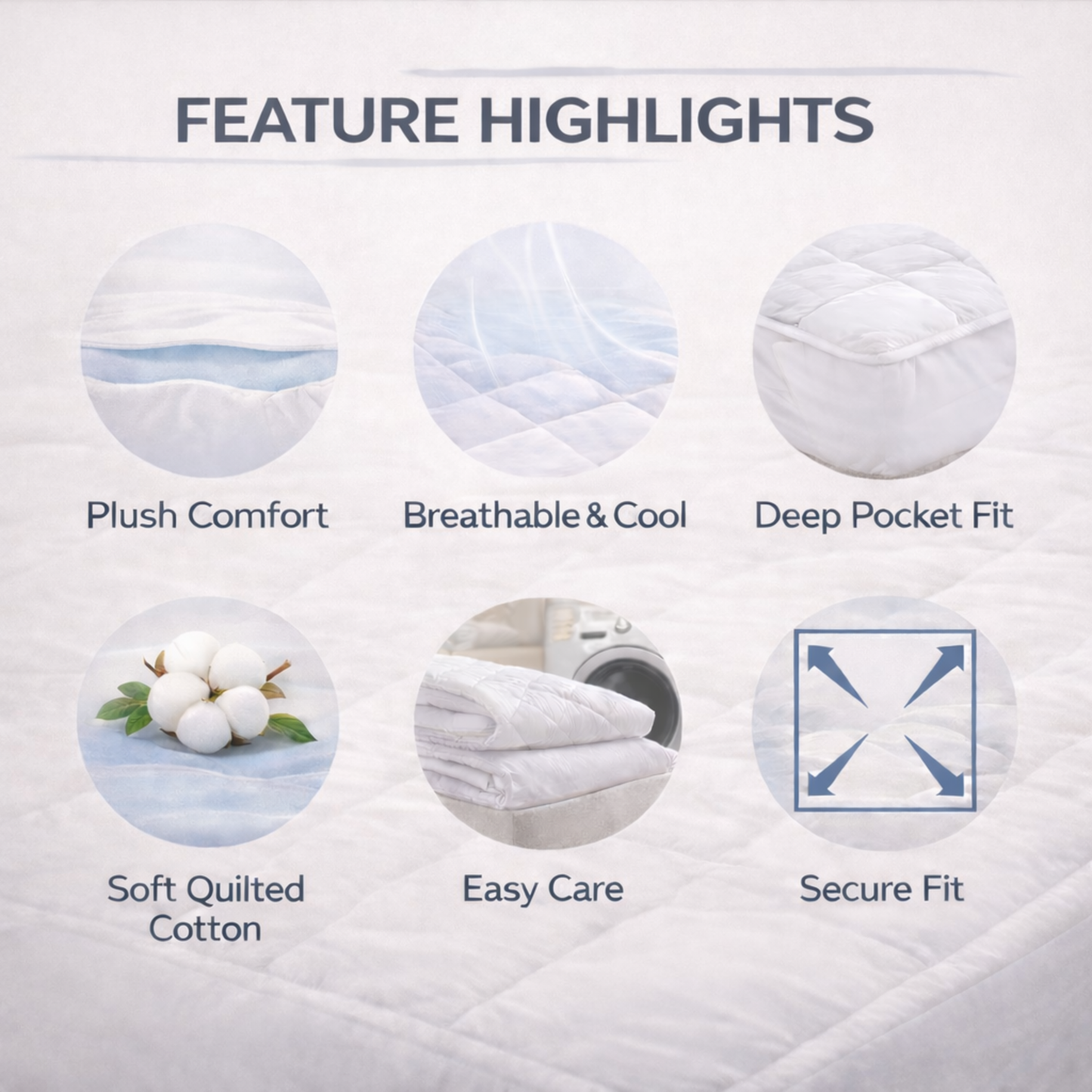 Waterproof Mattress Protector with 100% Cotton Cover & Polyester Fill