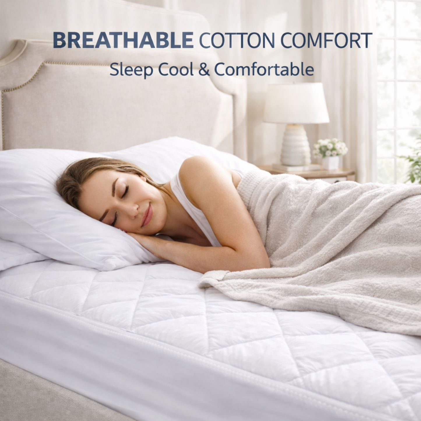Waterproof Mattress Protector with 100% Cotton Cover & Polyester Fill