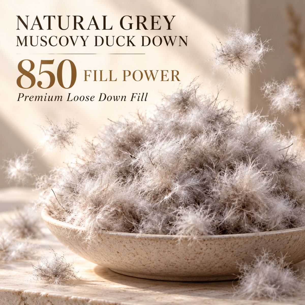 Natural Grey Muscovy Duck Down – 850 Fill Power