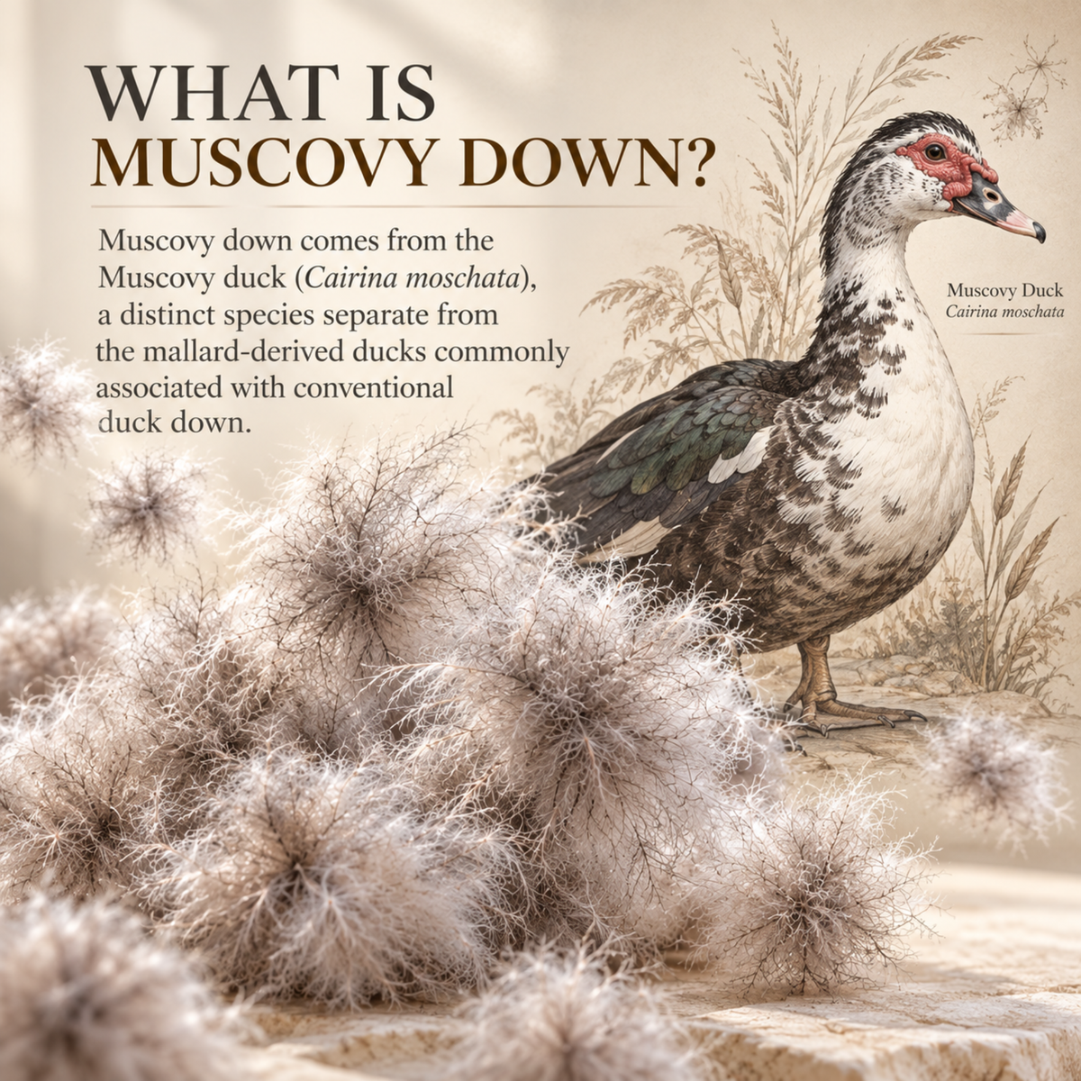 Natural Grey Muscovy Duck Down – 850 Fill Power