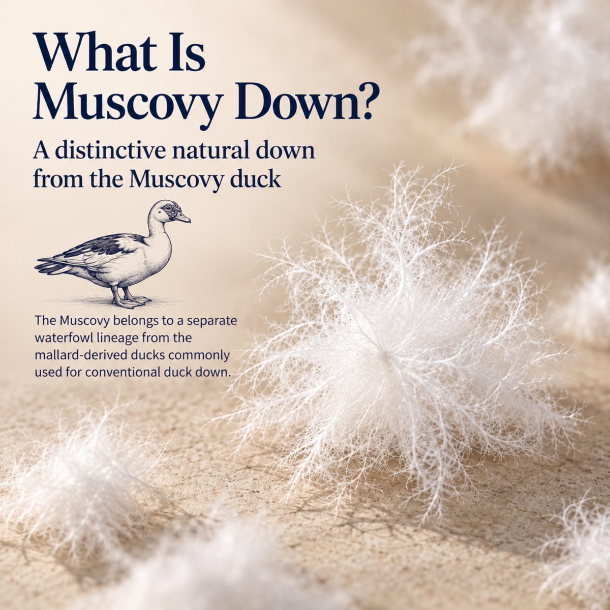 Pure White Muscovy Duck Down – 950 Fill Power