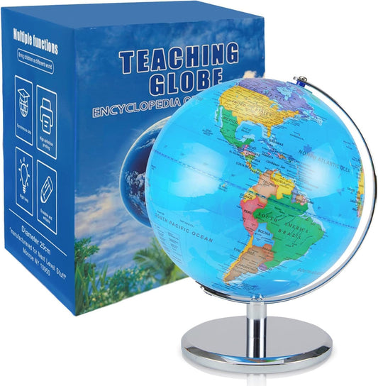 LED Illuminated World Globe with Chrome Base